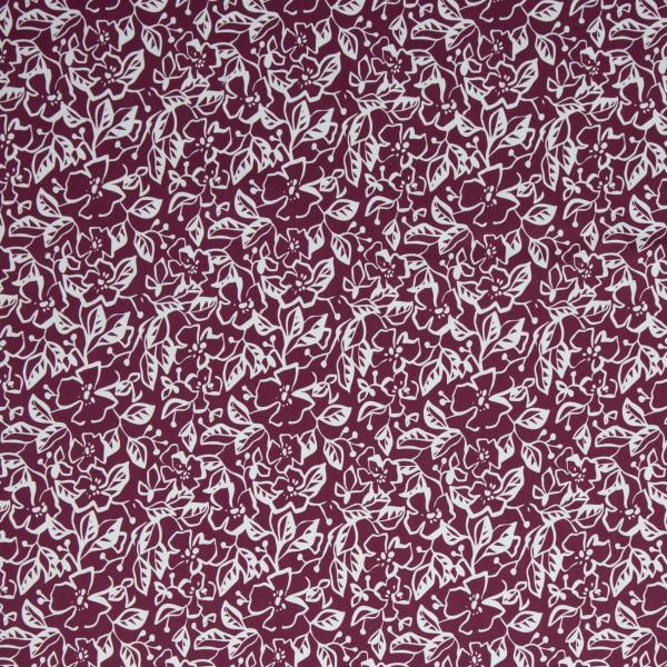 Stretch-Satin Martha, cremefarbenen Blumen auf Bordeaux